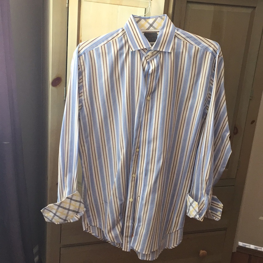 Thomas Dean button down shirt in pastel colors.